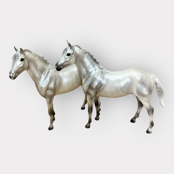 Breyer Horse Lot of two #62031 Duchess Grey Thoroughbred 1:12 Pearlescent Shiny - Picture 1 of 8